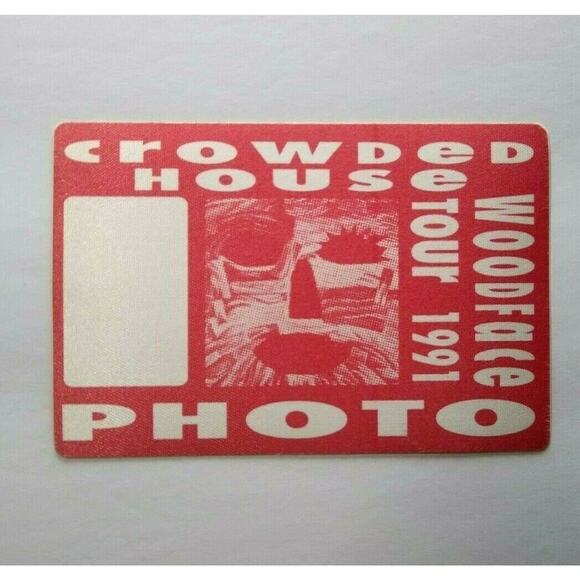 Crowded House Woodface Backstage Pass Original 1991 Split Enz New Wave Pop Red - Picture 1 of 4
